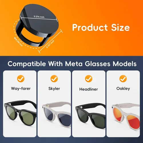 Vista 3 de Paquete de 2 fundas de luz LED para Ray-Ban Meta Way-farer/Skyler/Headliner (Gen 2), protector de luz LED reutilizable para gafas inteligentes