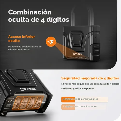 Vista 6 de Candado de combinación para exteriores, resistente, grande, resistente a la intemperie con código, para puertas, vallas, cobertizos, taquillas