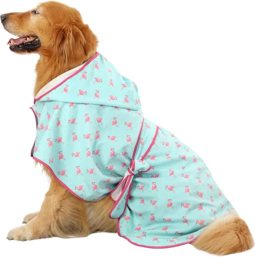Vista 17 de HDE Bata de baño para perro, súper absorbente, de secado rápido, para cachorros, ajustable, con capucha, para perros tallas S-XXL con patos de goma