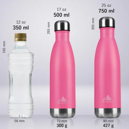 Vista 3 de Mont-Clair H2O - Botella de agua de acero inoxidable aislada al vacío, sin BPA, botella de bebidas frías 12 horas y calientes las 24 horas, metal