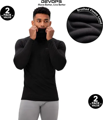 Vista 5 de DEVOPS 2 Pack Men's Thermal Turtle Neck Compression Shirts Long Sleeve negro / negro
