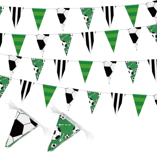 Vista 9 de VitalCozy 4 banderines de béisbol de 131 pies, decoraciones de fiesta, banderas triangulares de béisbol, banderines para pelota estadounidense