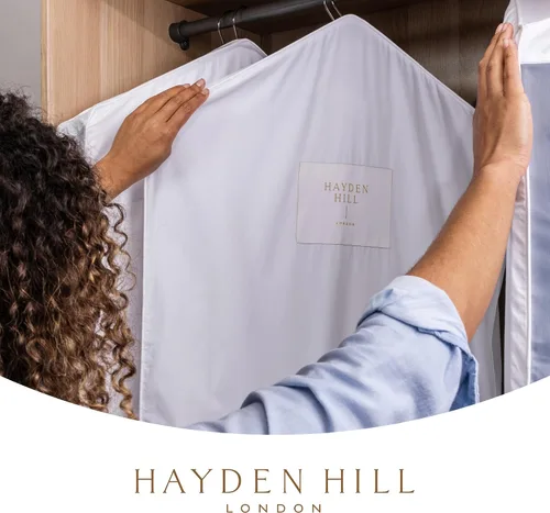 Vista 8 de Hayden Hill Bolsa de almacenamiento de ropa de algodón orgánico de lujo corta 40 pulgadas Bolsa de ropa colgante transpirable para vestidos