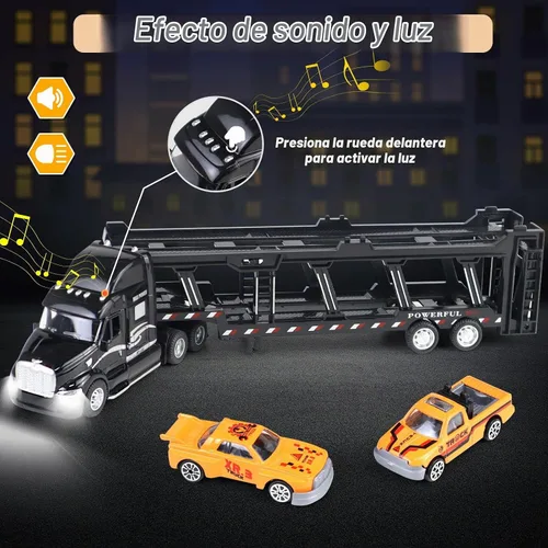 Vista 6 de CORPER TOYS Juego de 3 vehículos de transporte para niños, con luces y sonidos, desmontables