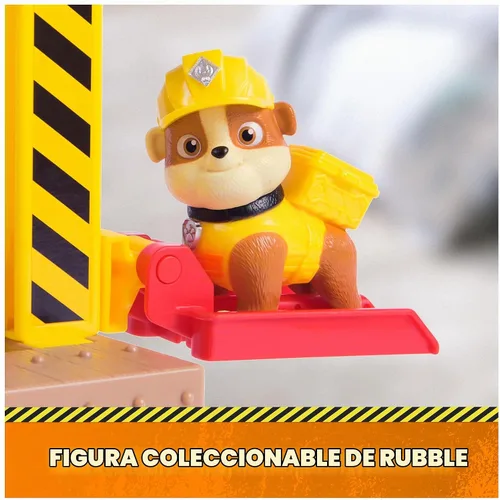 Vista 7 de Rubble & Crew, Launch & Spin - Juego de nave espacial con figura de juguete de Rubble en uniforme de construcción, juguetes para niños y niñas a