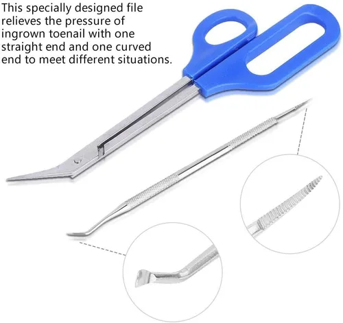 Vista 7 de Toenail Scissors,Long Handled Toenail Scissors Clippers For Thick Toe Nails Handle Unique Design Ergonomic Cuticle Scissor Ingrown Toenail File