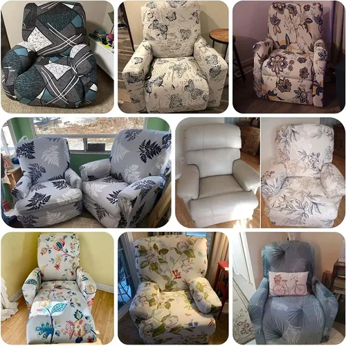Vista 3 de Fundas para silla reclinable para silla reclinable, 4 piezas, funda para sofá reclinable con bolsillos, funda elástica antideslizante y reclinable