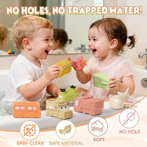 Vista 3 de Juguetes de baño para bebés, paquete de 9 unidades, juguetes de baño flotantes, sin moho, para bebés de 6 a 12 años y niños de 1 a 3 años, juguetes