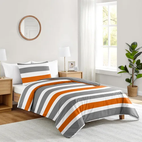 Vista 2 de Sweet Jojo Designs Juego de edredón individual de 2 piezas (rayas modernas) para niños o niñas, adolescentes, ropa de cama para niños, cama en una