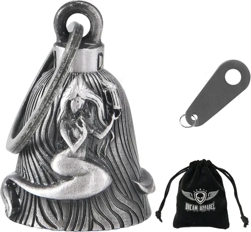 Vista 11 de Dream Apparel Campanas de motocicleta para motociclistas, accesorios de campanas pesadas y llavero para la suerte