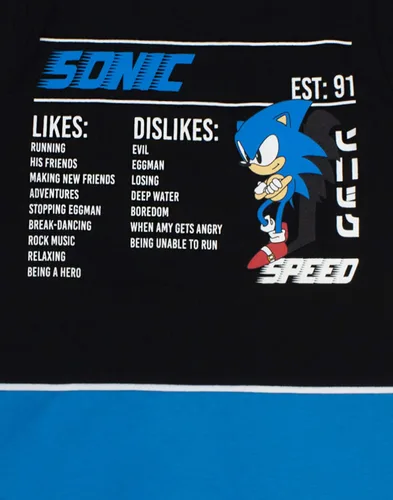 Vista 6 de Sonic The Hedgehog Camiseta de manga corta negra para niños