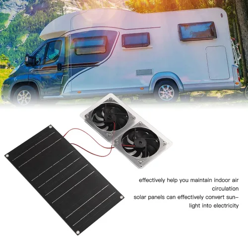 Vista 7 de Panel solar fotovoltaico de 100 W, 5 V, 2 A, con kit de ventilador, extractor de aire de energía solar, generador solar impermeable, ventilador