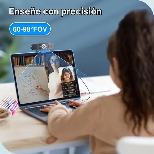 Vista 8 de EMEET C980 PRO Cámara web 4K 3-en-1 con micrófono y altavoz, cámara web de gran angular de 60°-98° con 4 micrófonos con cancelación de ruido, 2