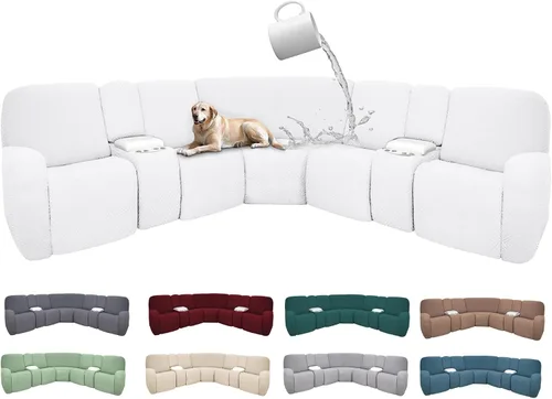 Vista 47 de Fundas de sofá reclinable seccional 100% impermeables para sofá reclinable en forma de L, funda de sofá modular de esquina en forma de L, fundas