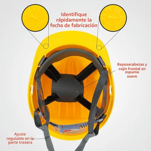 Vista 4 de Leumoi Cascos de seguridad de suspensión de 4 puntos, cascos de seguridad a granel, cascos de construcción de ABS, cascos de trinquete ajustables