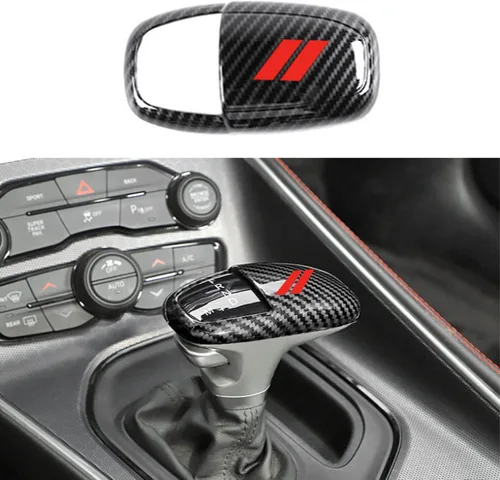 Vista 10 de Cubierta de la cabeza de la perilla de la palanca de cambios para Dodge Challenger Charger Accesorios 2015-2022 / Durango 2016-2023 ABS decoración