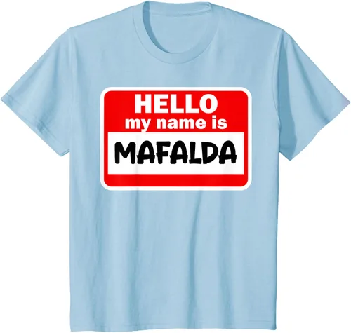 Vista 7 de Mafalda Hello Hi My Name Is Camiseta con nombre en camiseta personalizada, Negro