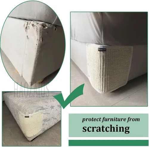 Vista 2 de 2 Alfombrillas Raspadoras para Gatos Protector de Sofá de Sisal Natural Alfombrilla Rascadora para Gatos Funda de Esquina para Sofá Cama Protector