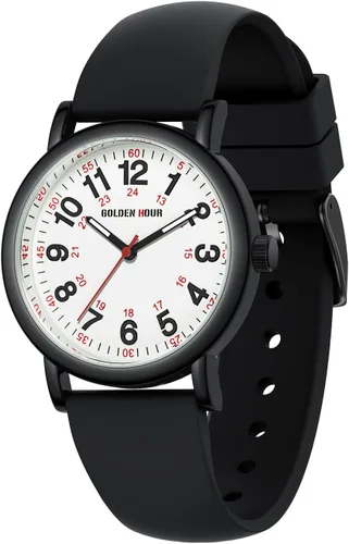 Vista 12 de GOLDEN HOUR - Reloj de enfermera impermeable para profesionales médicos, estudiantes, mujeres y hombres, esfera luminosa de fácil lectura, 24 horas