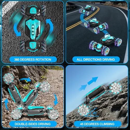 Vista 7 de Gesture Stunt RC Car, auto de control remoto 4WD de 2.4 GHz, sensor de reloj de gravedad, giro giratorio de 360, deriva y deriva con luces