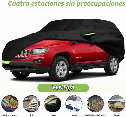 Vista 3 de YIXIN Funda impermeable de automóvil para Jeep Compass 2007-2026, fundas 210T, ajuste personalizado, correa 100% impermeable a prueba de viento