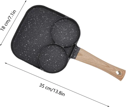 Vista 2 de Sartén antiadherente 3 en 1, sartén para huevos, sartén seccional para desayuno que evita que se pegue resistente al calor, sartén dividida