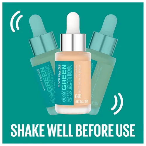 Vista 7 de Maybelline Green Edition Superdrop - Base de maquillaje de base de aceite tintado, base de cobertura natural ajustable formulada con aceite de 100