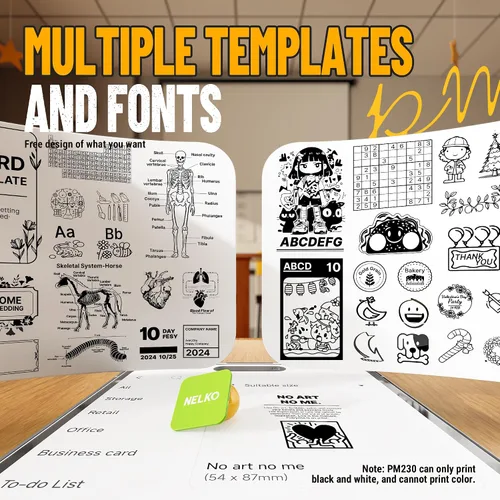 Vista 3 de Nelko Impresora de calcomanías, PM230 Print Pod Mini Bluetooth Portabel Sticker Maker con 1 rollo de papel, cápsulas de impresión con múltiples