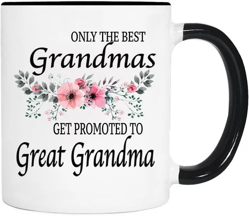 Vista 2 de Taza Only The Best Grandmas Get Promoted To Great Grandma - Flores - Taza - Gran abuela será regalo - Taza para la abuela