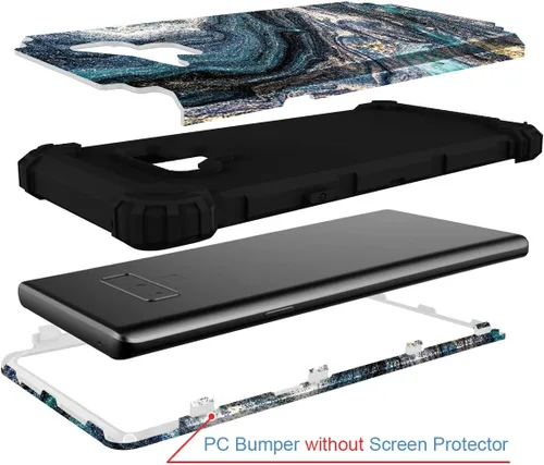 Vista 2 de Funda para Galaxy Note 9, funda de teléfono resistente de mármol para hombres y niños, 3 en 1, policarbonato duro y silicona suave de doble capa