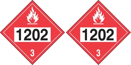 Vista 2 de AccuformNMC NMC Hazard Class 3 "1202" (combustible diesel) cartel DOT de 4 dígitos