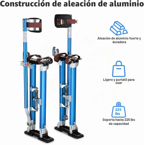 Vista 6 de Yescom Zancos para paneles de yeso de 24 a 40 pulgadas, ajustable, de aluminio, con rodilleras, protección para pintor, cinta azul Non-slip blue