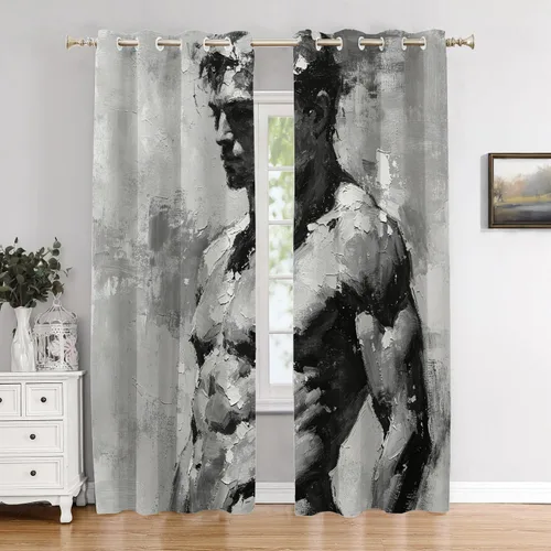 Vista 92 de Cortinas de cocina de hojas de arce otoñales para ventanas, hojas verdes y rojas sobre cenefas opacas negras, tratamientos de ventana de poliéster