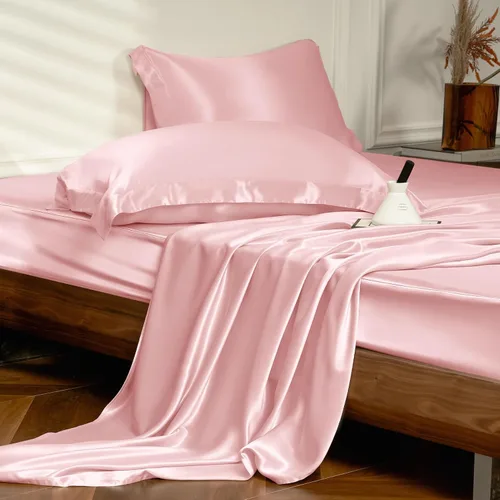 Vista 11 de THXSILK Juego de sábanas de seda de 4 piezas, 100% seda de morera de 25 momme de hebra larga, juego de sábanas y fundas de almohada, extremadamente