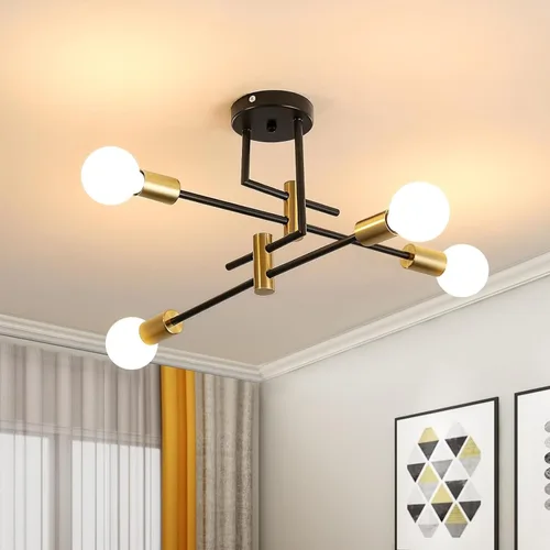 Vista 10 de Sputnik - Lámpara de techo semiempotrada con 2 luces Sputnik para dormitorio, comedor, baño, pasillo, sala de estar
