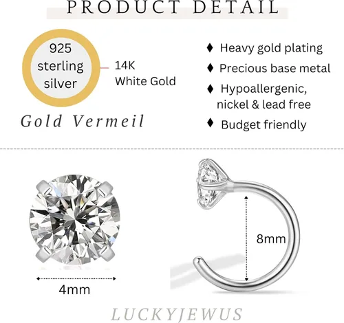 Vista 11 de Aretes pequeños de plata de ley 925 para mujer