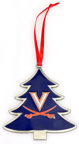 Vista 2 de Alabama Crimson Tide Circle Logo Árbol en forma de adorno de Navidad de metal