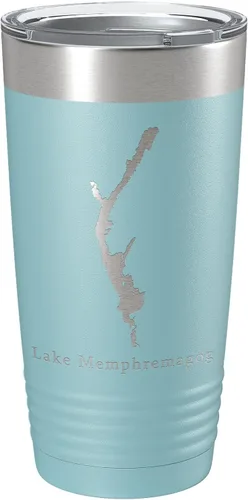 Vista 10 de Lake Memphremagog Map Tumbler Travel Mug Insulated Laser Engraved Coffee Cup Vermont Quebec 20 oz Black