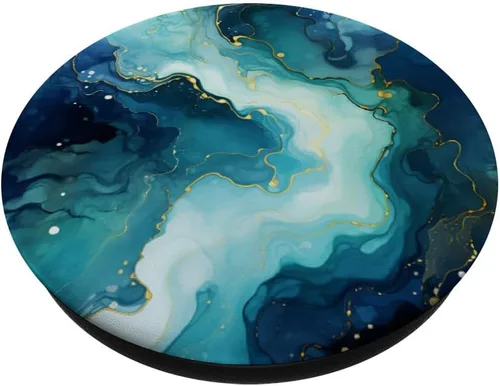 Vista 2 de PopSockets estándar PopGrip con piedra gemóloga calcedonia azul de ágata de hielo