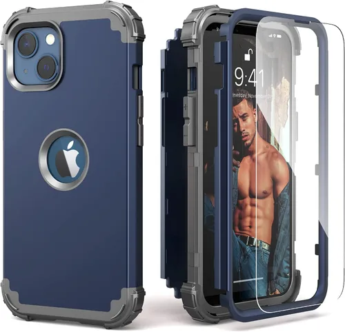 Vista 23 de IDweel Funda para iPhone 13 con Protector de Pantalla, para Funda iPhone 14, Híbrida Resistente a Golpes de Servicio Pesado Protección Cubierta Dura