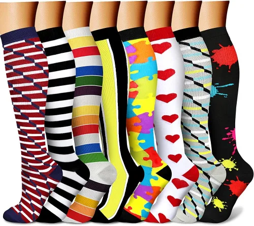 Vista 11 de CHARMKING Calcetines de compresión para mujeres y hombres para circulación (8 pares) 15-20 mmHg, mejor soporte para ciclismo atlético