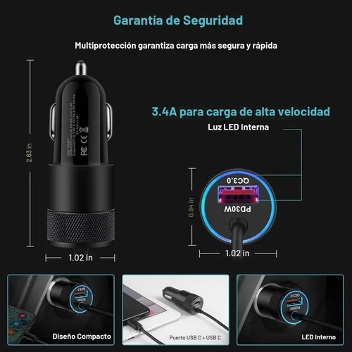 Vista 7 de iPhone 17e 16e 17 Pro Max Cargador rápido USB C para iPhone 17e/17 Pro/17 Negro