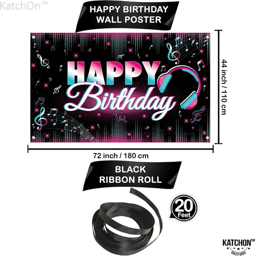 Vista 2 de KatchOn, Xtralarge - Cartel de feliz cumpleaños de TIK Tok, 72 x 44 pulgadas, pancarta de TIK Tok para decoraciones de feliz cumpleaños de TIK Tok