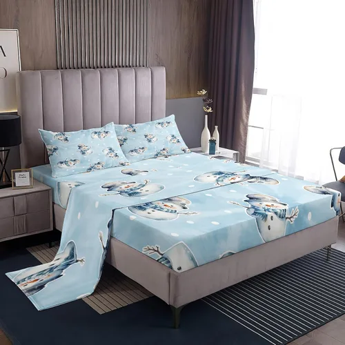 Vista 30 de Juego de sábanas tamaño individual, sábanas para árbol de Navidad, sábanas y fundas de almohada de microfibra de 3 piezas, juego de sábanas
