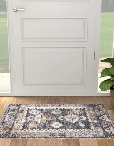 Vista 4 de Unique Loom Eco Southwestern Collection - Alfombra rectangular de 2 pies x 3 pies 0 pulgadas, color gris carbón/marfil