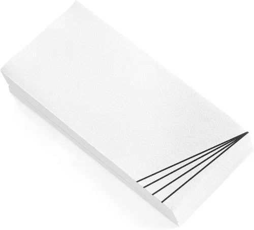 Vista 5 de Paquete de 50 toallas de mano de papel para invitados con sensación de lino, toallas de papel desechables súper absorbentes para baño, fiesta, bodas