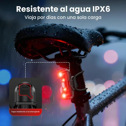 Vista 6 de Luz trasera de bicicleta Chtoocy con rastreador de bicicleta, pista GPS en tiempo real (solo iOS)
