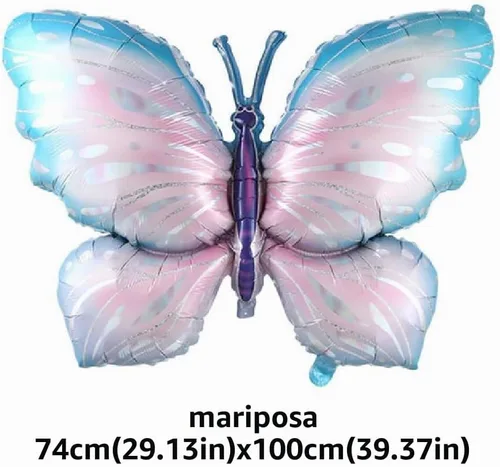 Vista 3 de Globos de mariposa de 4 piezas para decoración de fiestas temáticas de Azul
