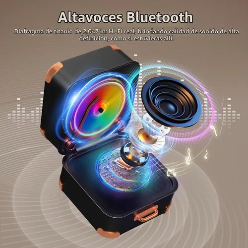 Vista 4 de Altavoz Bluetooth para tocadiscos, mini tocadiscos, vinilo retro, pequeño altavoz Bluetooth inalámbrico, calidad de sonido HD, kawaii, adecuado