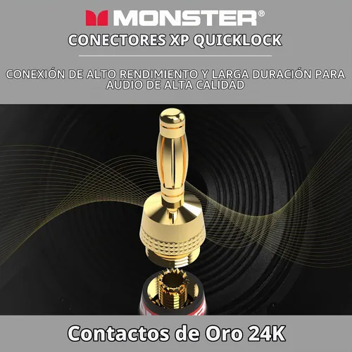 Vista 3 de Monster XP QuickLock - Enchufes tipo banana para cable de altavoz, conectores de cable de altavoz autoengarzados, conectores de audio chapados
